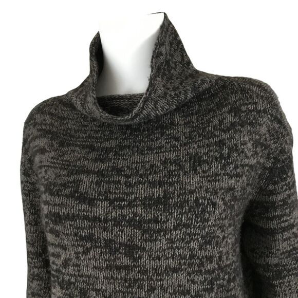 Eileen Fisher Sweater Size M Yak Merino Wool Brown Marl Funnel Neck Boxy Cropped - Picture 4 of 14